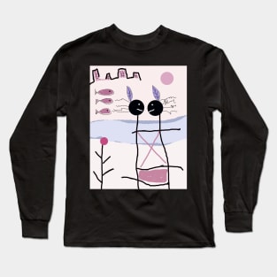 Kids Affectionate Talk Stick Figure Long Sleeve T-Shirt